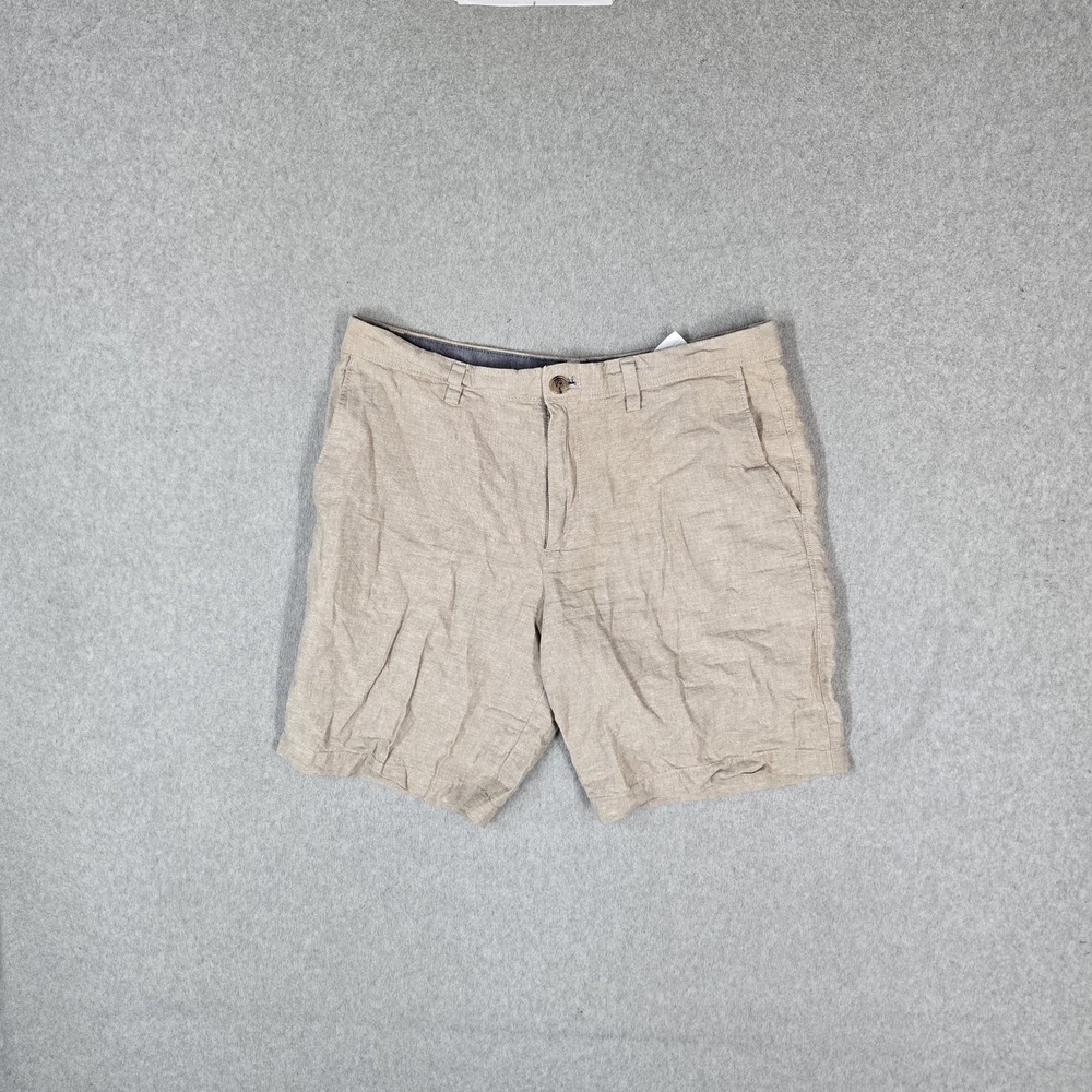 Banana Republic Men Shorts 33 Beige Cotton Linen Chino Aiden Short 8" Inseam